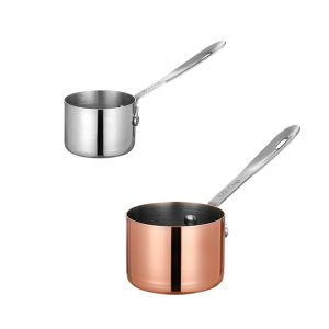 304 Stainless Steel American Mini Sauce Pot With Long Handle Rose Gold Seasoning Bowl  Sauce Cup Sauce Pan for Restaurant