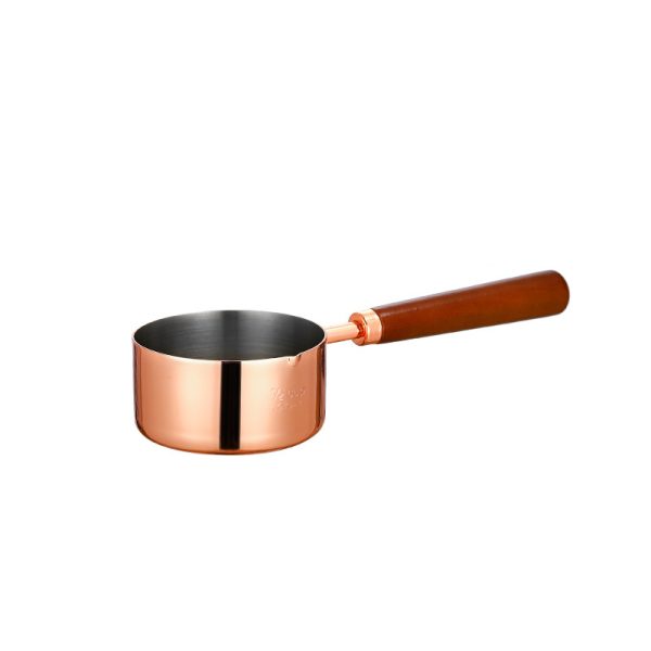 Measuring Cup with Wooden Long Handle, 1/4 1/3 1/2 1/1 Cup ,Stainless Steel 304,Rose Gold,Coffee Scoop, Tablespoon Scooper for Coffee Beans