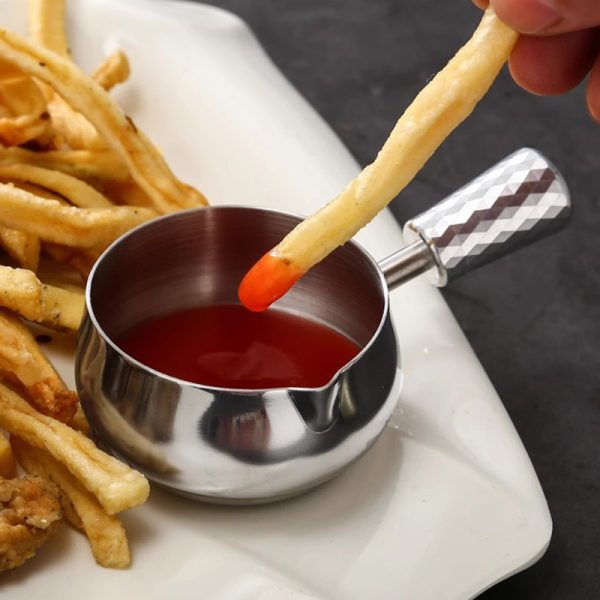 Stainless Steel 304 Diamond Handle Drum Shaped Sauce Cup  Sauce Dish Commercial Grade  Condiment Cups For Restaurant - 图片 2