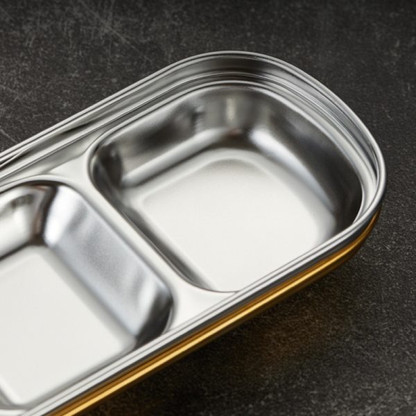 Sauce Dish Stainless Steel 201 Divided Dip Bowls Korean 2 Compartment ，3 Compartment Sauce Plate  Dipping  Tray for  Restaurant - 图片 5