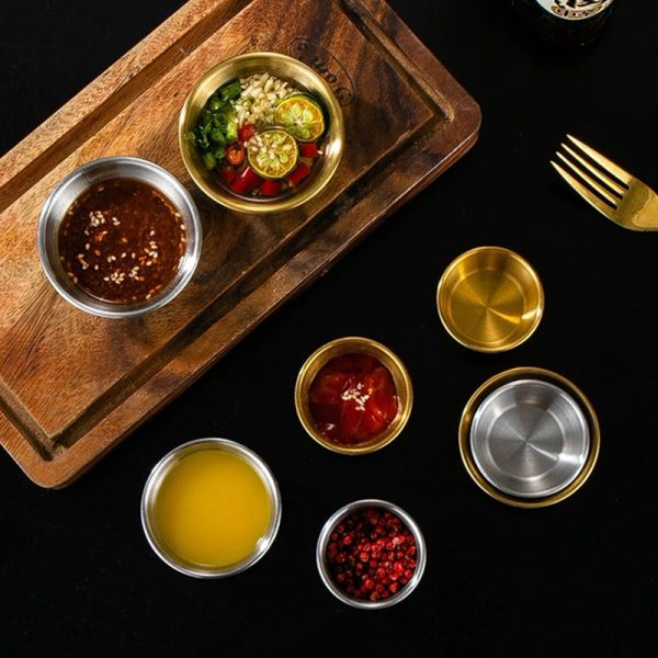 Sauce Dish Stainless Steel 304  Round Seasoning  Bowls Mini Appetizer Plates, Sushi Dipping Bowl  for  Restaurant - 图片 3