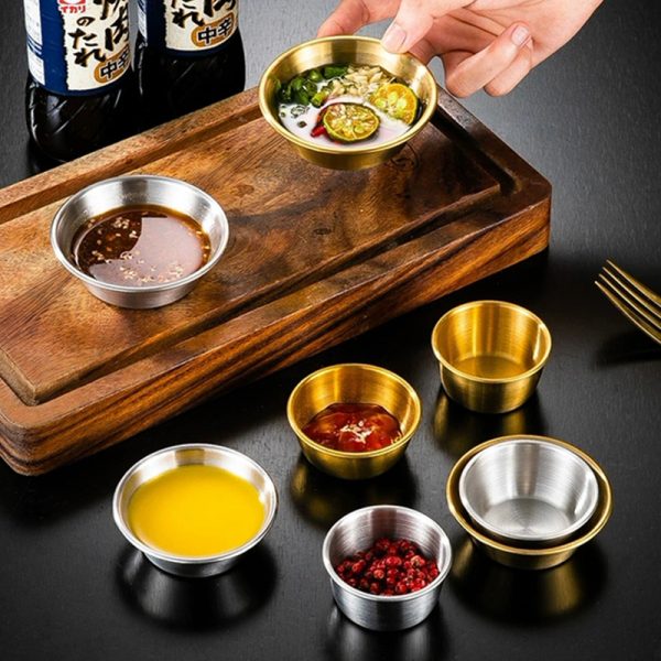 Sauce Dish Stainless Steel 304  Round Seasoning  Bowls Mini Appetizer Plates, Sushi Dipping Bowl  for  Restaurant - 图片 2