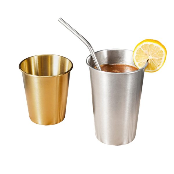 Single Layer Cup ,Stainless Steel 304 Beer Cup Golden,260mL,300mL,350mL,400mL,500mL,600mL, Metal Drinking Glasses  for  Restaurant