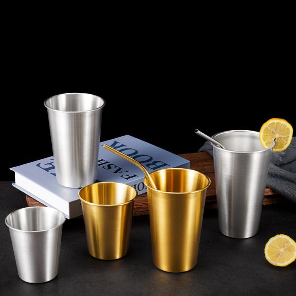 Single Layer Cup ,Stainless Steel 304 Beer Cup Golden,260mL,300mL,350mL,400mL,500mL,600mL, Metal Drinking Glasses  for  Restaurant - 图片 2