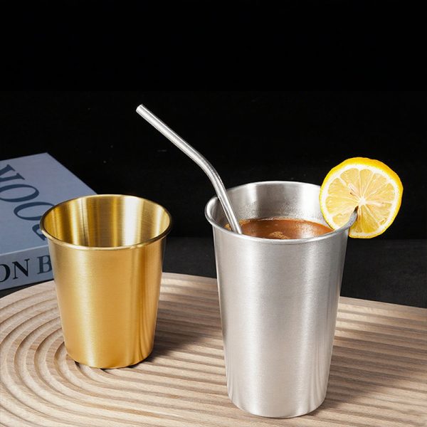 Single Layer Cup ,Stainless Steel 304 Beer Cup Golden,260mL,300mL,350mL,400mL,500mL,600mL, Metal Drinking Glasses  for  Restaurant - 图片 4