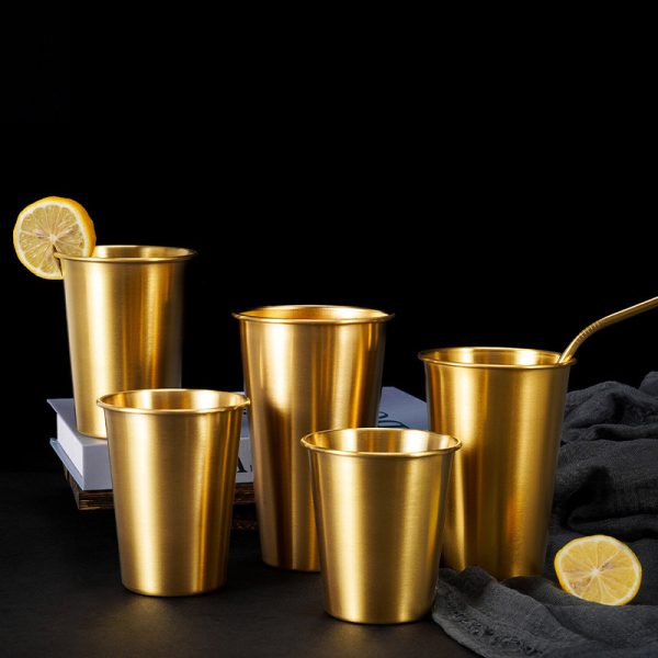 Single Layer Cup ,Stainless Steel 304 Beer Cup Golden,260mL,300mL,350mL,400mL,500mL,600mL, Metal Drinking Glasses  for  Restaurant - 图片 5