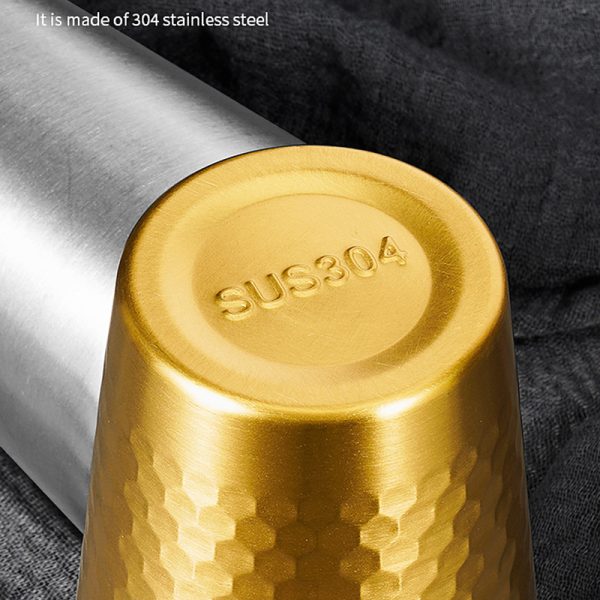 Double Layer Diamond Cup ,Stainless Steel 304 Beer Cup Golden,175mL，260mL,300mL,350mL,450mL, Metal Drinking Glasses  for  Restaurant - 图片 5