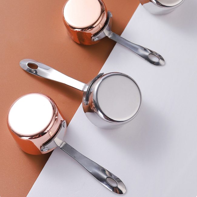 304 Stainless Steel American Mini Sauce Pot With Long Handle Rose Gold Seasoning Bowl  Sauce Cup Sauce Pan for Restaurant - Image 3