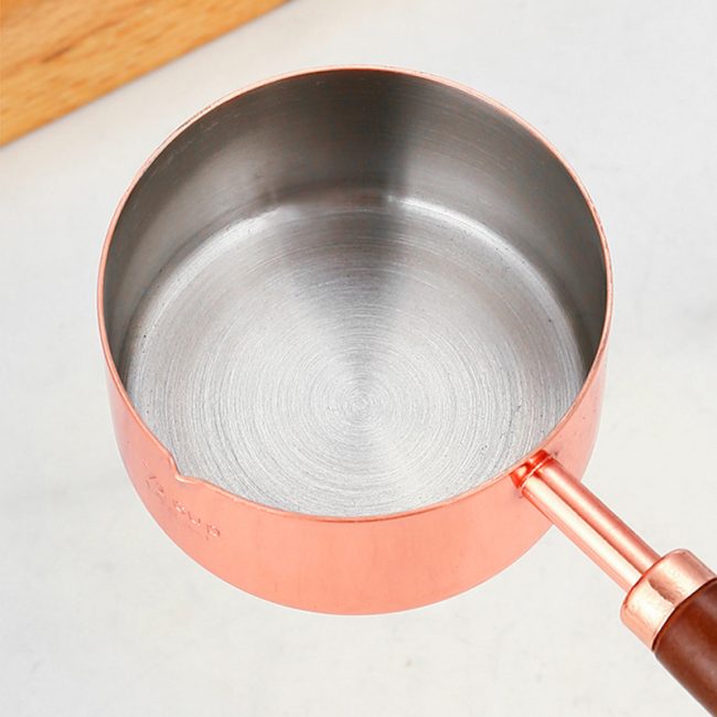 Measuring Cup with Wooden Long Handle,  ,Stainless Steel 304,Rose Gold,Coffee Scoop, Tablespoon Scooper for Coffee Beans - Image 5