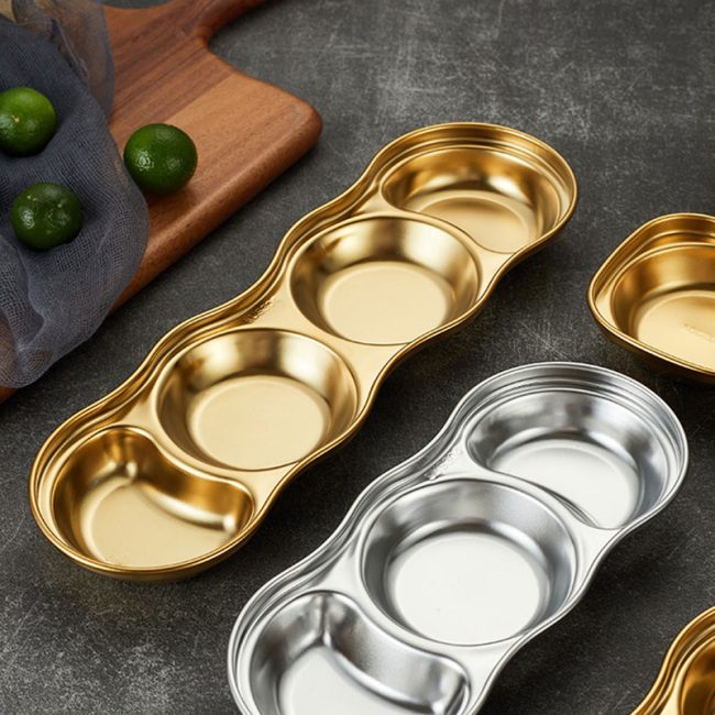 Sauce Dish Stainless Steel 304  Round Bowls Korean 2 Compartment ，3 Compartment Sauce Plate Seasoning Dipping Condiment Tray for  Restaurant - Image 2