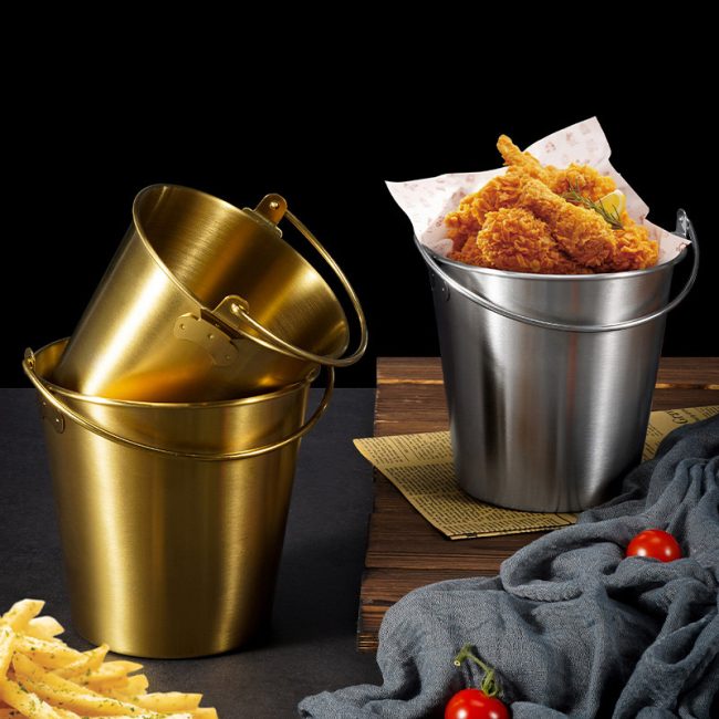 304 Stainless Steel Snack Bucket, Beer Ice Bucket, Champagne Bucket, French Fries Bucket, Fried Chicken Bucket For Bars - Image 2