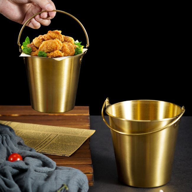 304 Stainless Steel Snack Bucket, Beer Ice Bucket, Champagne Bucket, French Fries Bucket, Fried Chicken Bucket For Bars - Image 7