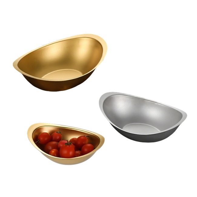 304 Stainless Steel Yuanbao Bowl, Salad Bowl, Cold Dish, Snack Bowl, Boat Shaped Korean Style Dessert Bowl For Restaurant