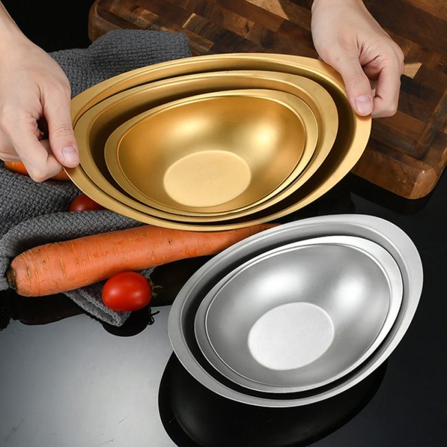 304 Stainless Steel Yuanbao Bowl, Salad Bowl, Cold Dish, Snack Bowl, Boat Shaped Korean Style Dessert Bowl For Restaurant - Image 5