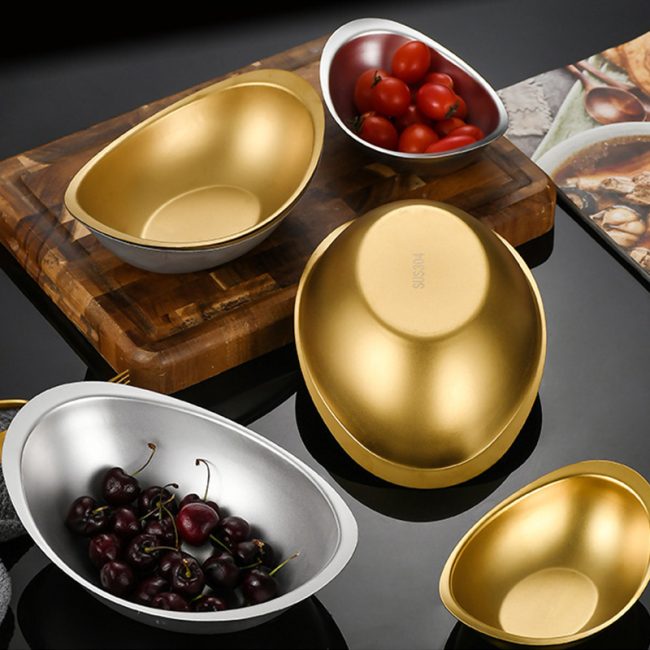 304 Stainless Steel Yuanbao Bowl, Salad Bowl, Cold Dish, Snack Bowl, Boat Shaped Korean Style Dessert Bowl For Restaurant - Image 6