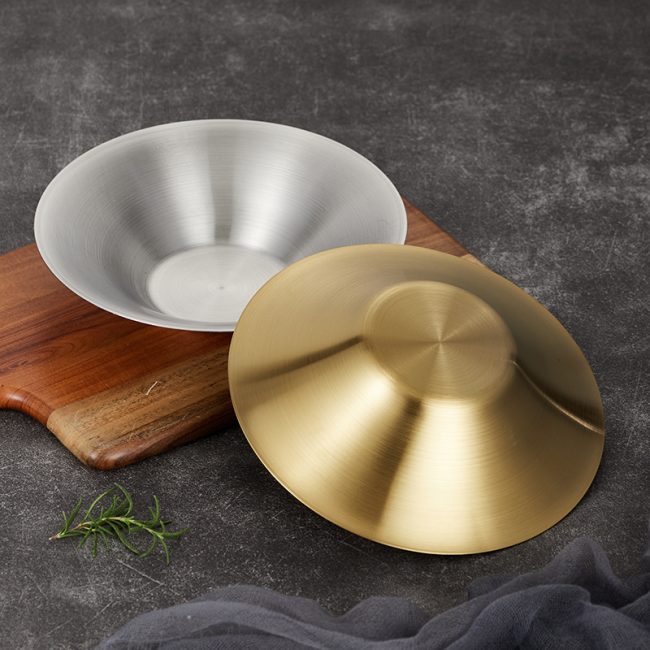 Stainless steel 201 Pasta Bowl, Korean  Rice Mixing Bowl Golden, Commercial Fruit Salad Bowl For Restaurant - Image 3