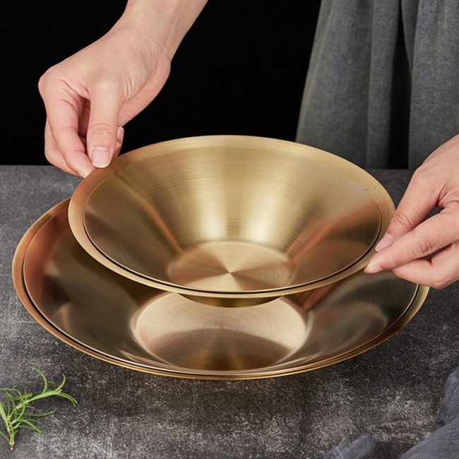 Stainless steel 201 Pasta Bowl, Korean  Rice Mixing Bowl Golden, Commercial Fruit Salad Bowl For Restaurant - Image 6