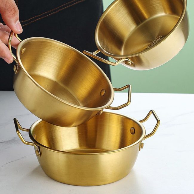 Stainless steel 304 Rice Wine Bowl Double Handle,Fruit Salad Bowl,Snack Bowl,French Fry Bowl,Tableware For Restaurant - 图片 5