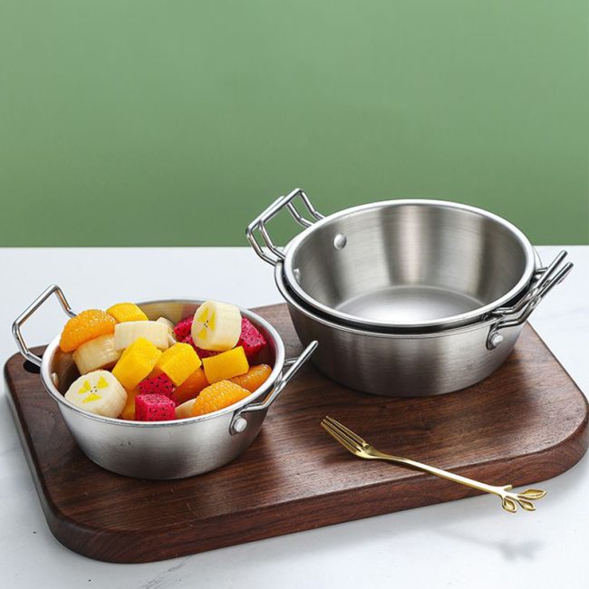 Stainless steel 304 Rice Wine Bowl Double Handle,Fruit Salad Bowl,Snack Bowl,French Fry Bowl,Tableware For Restaurant - 图片 6