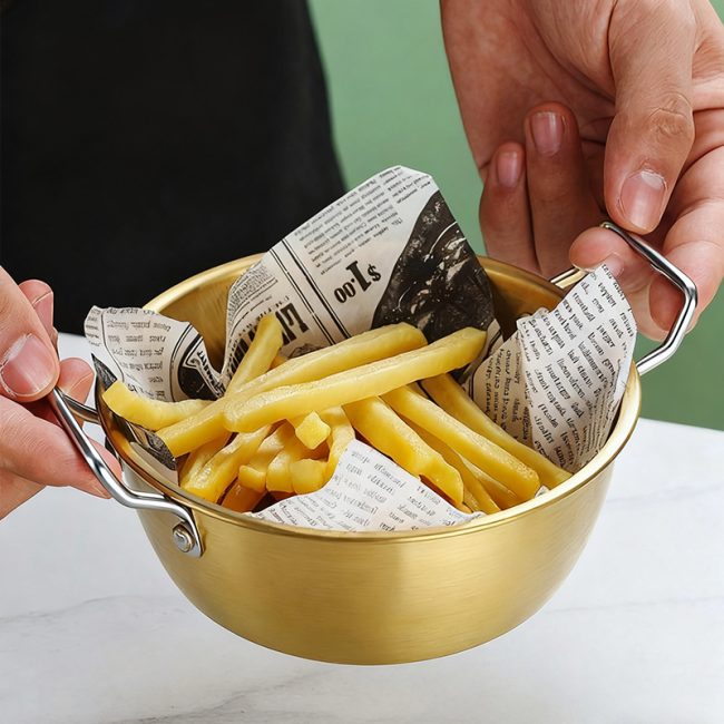 Stainless steel 304 Rice Wine Bowl Double Handle,Fruit Salad Bowl,Snack Bowl,French Fry Bowl,Tableware For Restaurant - 图片 7