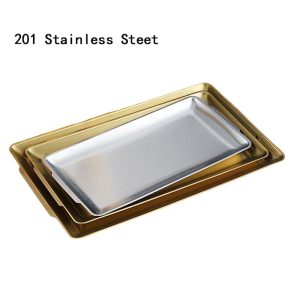 Stainless steel 201 Rectangular Barbecue Plate ，Korean Style Commercial Flat Plate For Restaurant