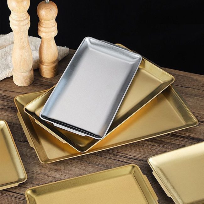 Stainless steel 201 Rectangular Barbecue Plate ，Korean Style Commercial Flat Plate For Restaurant - Image 4