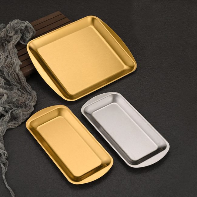 Stainless Steel 201 Square Multi Purpose Plate,Rectangular Barbecue Plate ,Snack Plate For Restaurant - Image 2
