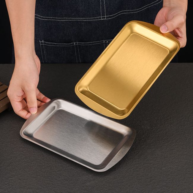 Stainless Steel 201 Square Multi Purpose Plate,Rectangular Barbecue Plate ,Snack Plate For Restaurant - Image 4