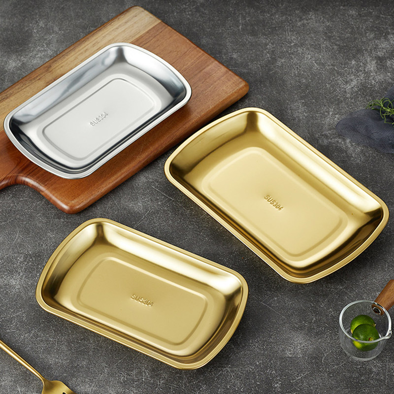 Stainless Steel 304 Steamed Vermicelli Roll Plate ,Rectangle Barbecue Plate,Golden Commercial Flat Plate For Restaurant - Image 5