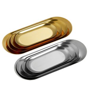 Stainless Steel 201 Nordic Elliptical  Plate,Barbecue Plate ,Towel Tray,Dessert Plate For Restaurant