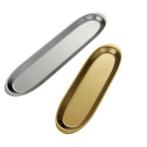 Stainless Steel 201 Elliptical Multipurpose Plate Narrow  Golden,Sushi Plate,Barbecue Plate For Restaurant
