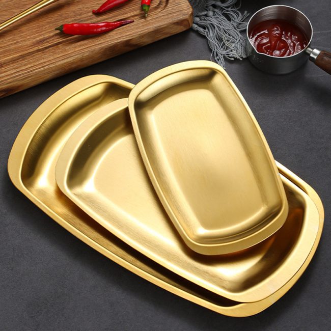 Stainless Steel 201 Square Round Plate,Barbecue Plate,Snacks Plate, Fruit Plate For Restaurant - Image 5