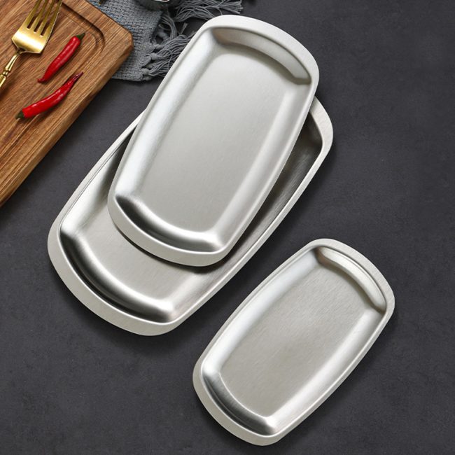 Stainless Steel 201 Square Round Plate,Barbecue Plate,Snacks Plate, Fruit Plate For Restaurant - Image 7
