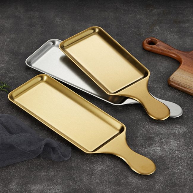 Stainless Steel 201 Handle Rectangle Multi Purpose Plate,Barbecue Plate,Steak Plate,Tableware For Restaurant - Image 2