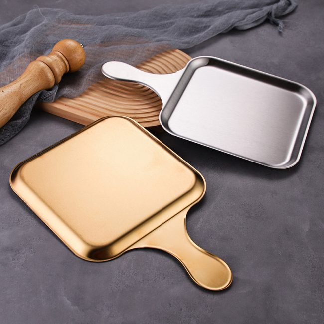 Stainless Steel 201 Handle Square Multi Purpose Plate,Barbecue Plate,Steak Plate,Tableware For Restaurant - Image 2