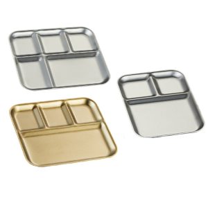 Stainless Steel 304 Divided Seasoning Plate,Dinner Plate,Dipping Sauce Dish,Tableware For Restaurant