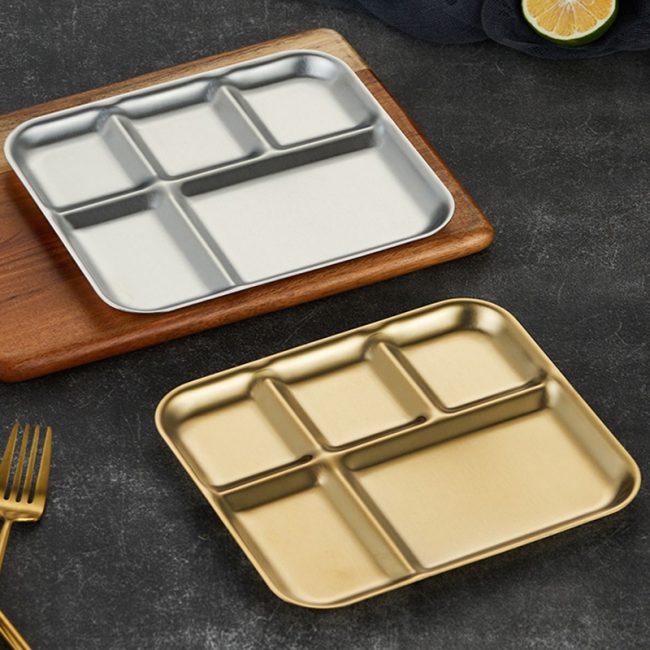 Stainless Steel 304 Divided Seasoning Plate,Dinner Plate,Dipping Sauce Dish,Tableware For Restaurant - Image 2