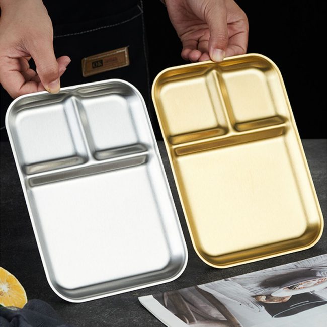 Stainless Steel 304 Divided Seasoning Plate,Dinner Plate,Dipping Sauce Dish,Tableware For Restaurant - Image 3