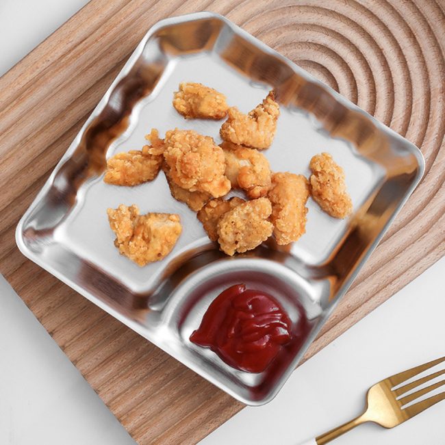 Stainless Steel 201 Square Dumpling Plate 7 Inches,Snack Plate, French Fry Plate Golden,Tableware For Restaurant - Image 5