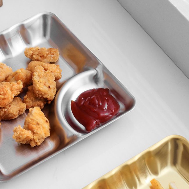 Stainless Steel 201 Square Dumpling Plate 7 Inches,Snack Plate, French Fry Plate Golden,Tableware For Restaurant - Image 6