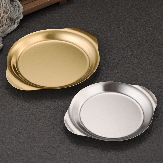Stainless Steel 201 Butterfly Binaural Plate Golden,Pasta Dish,Fried Chicken Plate, Tableware For Restaurant,Wholesale - Image 2