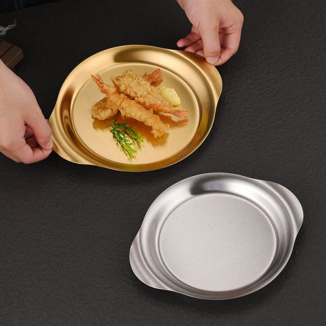 Stainless Steel 201 Butterfly Binaural Plate Golden,Pasta Dish,Fried Chicken Plate, Tableware For Restaurant,Wholesale - Image 3