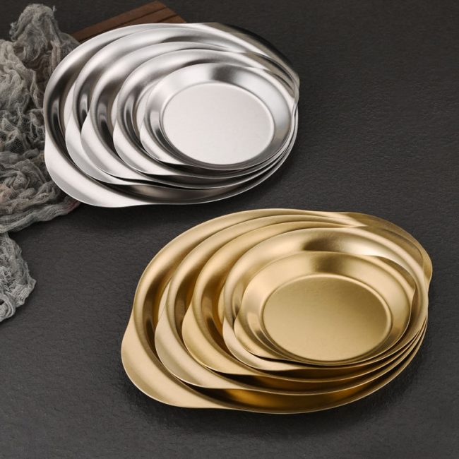 Stainless Steel 201 Butterfly Binaural Plate Golden,Pasta Dish,Fried Chicken Plate, Tableware For Restaurant,Wholesale - Image 5