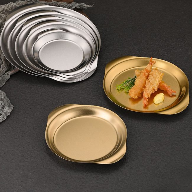 Stainless Steel 201 Butterfly Binaural Plate Golden,Pasta Dish,Fried Chicken Plate, Tableware For Restaurant,Wholesale - Image 6