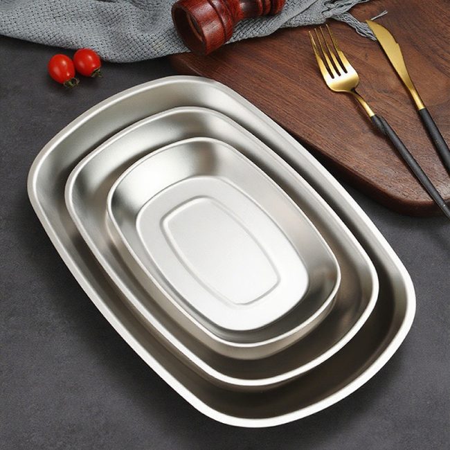 Stainless Steel 201 Elliptical Deepening Snack Plate Golden,French Fry Plate,Barbecue Plate,Tableware For Restaurant - Image 4