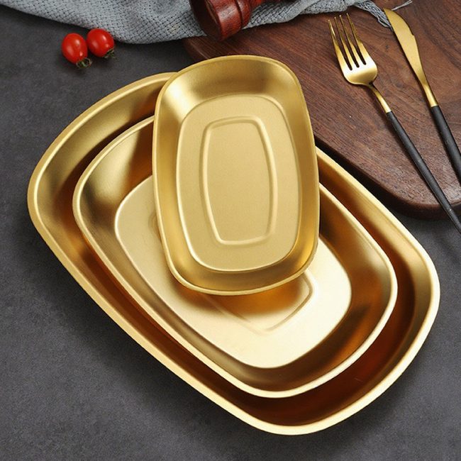 Stainless Steel 201 Elliptical Deepening Snack Plate Golden,French Fry Plate,Barbecue Plate,Tableware For Restaurant - Image 5