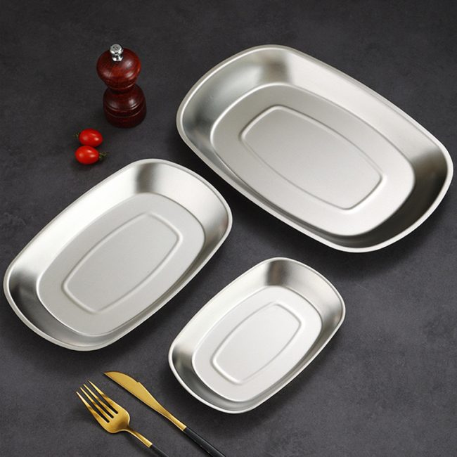 Stainless Steel 201 Elliptical Deepening Snack Plate Golden,French Fry Plate,Barbecue Plate,Tableware For Restaurant - Image 6