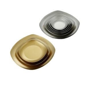 Stainless Steel 201 Korean Style Square Plate Golden,Kimchi Dish,Seasoning Plate,Tableware For Restaurant