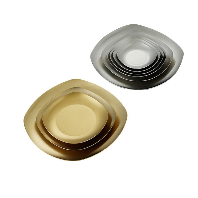 Stainless Steel 201 Korean Style Square Plate Golden,Kimchi Dish,Seasoning Plate,Tableware For Restaurant