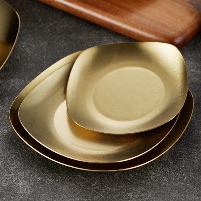 Stainless Steel 201 Korean Style Square Plate Golden,Kimchi Dish,Seasoning Plate,Tableware For Restaurant - Image 4